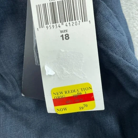 Lauren Ralph Lauren Womens Linen Shorts Size 18 Navy Belt & Pockets NWT 3795 - Picture 3 of 8